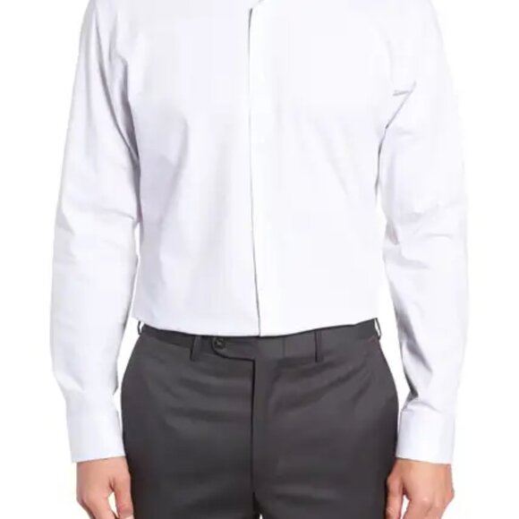 Nordstrom Tech-Smart Trim Fit Stretch Stripe Dress Shirt 15.5 34/35 - Picture 2 of 5
